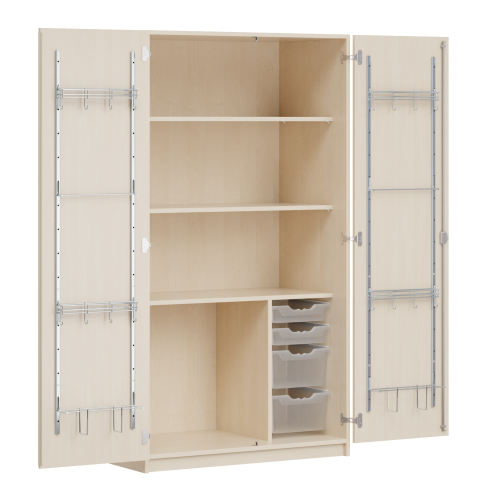 Zweitüriger Musikschrank MOFF 4, mit 4 ErgoTray-Boxen, 3 Einlegeböden B/H/T: 104,5x190x60 cm