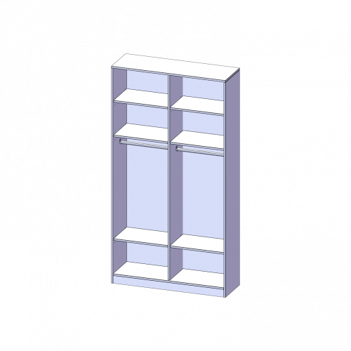 Garderobenregal,  6 Ordnerhöhen - Serie evo180 B/H/T: 120x226x40 cm, mit Mittelwand, 2 Garderobenstangen, mit Sockel (81 mm)