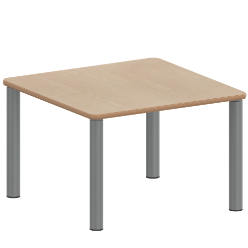 Tisch ZALOTTI mit Schichtstoff-Belag Quadrattische, Maße B/T: 80x80 bzw. 60x60 cm, Höhen 25…76 cm, Stahlrohrbeine Ø 60 mm, Fußvariante: Stellfuß