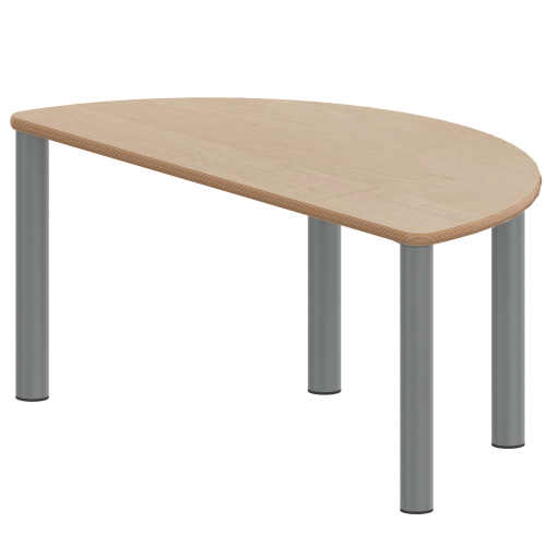 Tisch ZALOTTI mit Schichtstoff-Belag Halbrundtische, Stellfläche B/T: 120x60 cm, Höhen 25…76 cm, Stahlrohrbeine Ø 60 mm, Fußvariante: Stellfuß