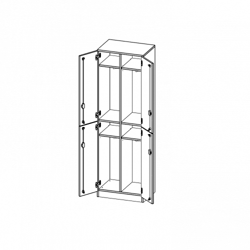 Spind Schrank, 5 Ordnerhöhen - Serie evo180 Gesamthöhe 190 cm, 4 Türen, je 2 übereinander, mit Sockel (81 mm)