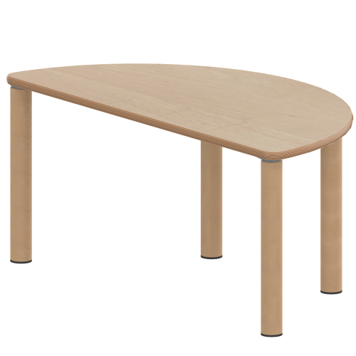 Tisch ZALOTTI mit Schichtstoff-Belag Halbrundtische, Stellfläche B/T: 120x60 cm, Höhen 25…76 cm, Massivholzbeine Ø 60 mm, Fußvariante: Stellfuß