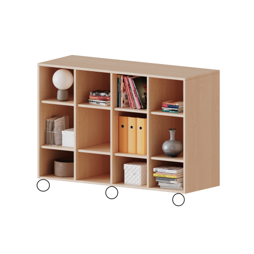 Regal, vierreihig, 2,5 Ordnerhöhen - evo180 Serie Breite 138,7 cm, Gesamthöhe 100 cm, mit Sockel und Mittelwand, ohne Boxen, 8 Einlegeböden