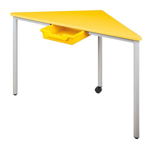 Pythagoras Dreiecktisch Melamin mit Ergo Tray Box B/H/T: 120x53x85 cm, mobiler Dreiecktisch mit Kunststoffbox, Tischhöhe DIN02 - 53 cm