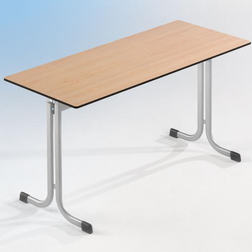 Zweier-Schülertisch 130x55 cm MT50Z-V, mit Vollkern Tischplatte "Powersurf" B/H/T: 130x53x55 cm mit Drahtkorb, Tischhöhe: 53 cm