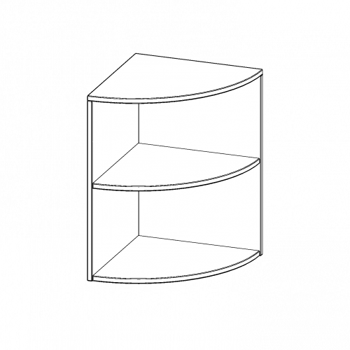 Außeneckregal, 2 Ordnerhöhen - Serie evo180 B/H/T: 40x82x40 cm, Viertelkreis, Erweiterung rechts, mit Sockel (81 mm)
