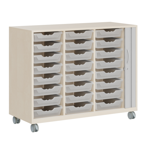 Ergo Tray Sideboard Serie CSRF 3 mit Rollotür B/H/T: 117,9x100x50 cm, auf Sockel, 12 hohe Ergotray-Boxen