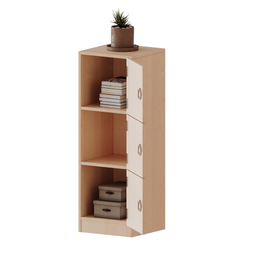 Schließfachschrank, 3 Ordnerhöhen - Serie evo180 Breite 40,5 cm, Gesamthöhe 118 cm, 3 Schließfächer, mit Sockel (81 mm)