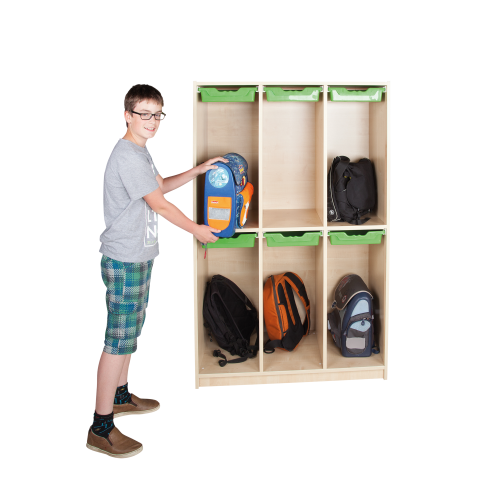 Schultaschenregal für 4 bzw. 6 Schüler H/T: 160x50 cm, verschiedene Breiten, Schüleranzahl wählbar
