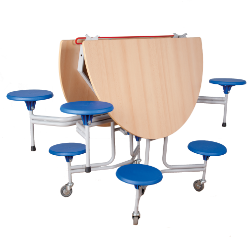Spaceflex 2.0 Klapptisch mit integrierten Stühlen, melaminbeschichtete Spanplatte, rund