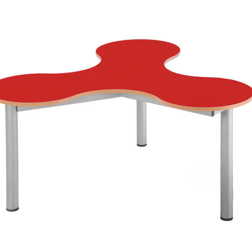 Kleeblatt Dreiertisch Schülertisch mit Melaminplatte, fahrbar