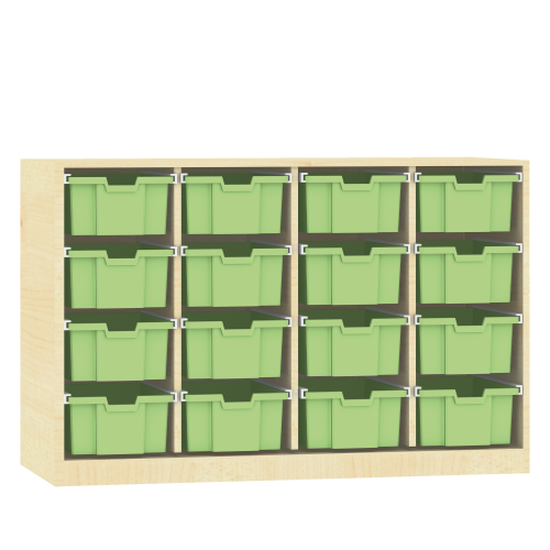 Offenes Sideboard mit 16 hohen ErgoTray Boxen, 3 Mittelwände