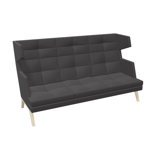 hohes 3er Sofa Ona mit Holzgestell & Seitenschalen