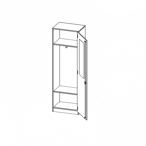 Garderobenschrank mit Spiegel und Garderobenstange, 5 Ordnerhöhen - Serie evo180