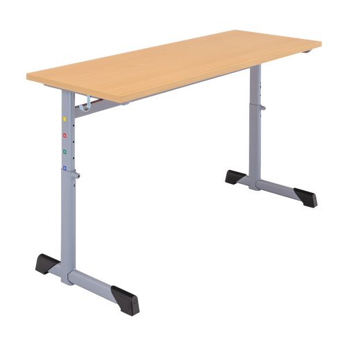 Zweier-Schülertisch höhenverstellbar, Tischplatte Melamin mit ABS-Kante