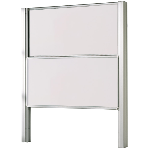 Whiteboard zwei flächige Pylonentafel aus Stahl, Serie PY2 ST, weiß